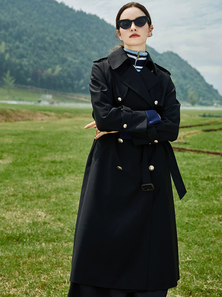 2024 Spring & Fall New Arrival Big Brand Classy C Double Breasted Loose Retro Elegant Mid Length Long Length Trench Coat Outwear Women Viralgem Store