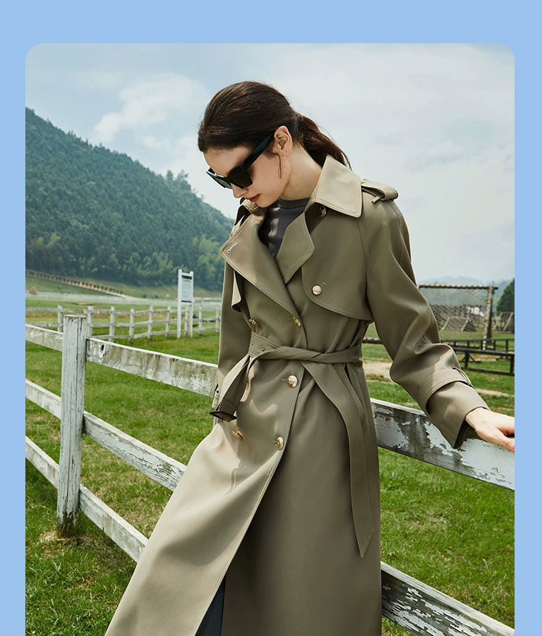 2024 Spring & Fall New Arrival Big Brand Classy C Double Breasted Loose Retro Elegant Mid Length Long Length Trench Coat Outwear Women Viralgem Store