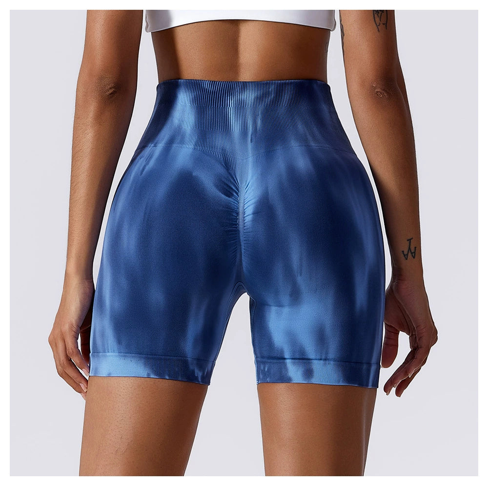 Special Offer! Tie-Dyed Aurora Yoga Fitness Short Shorts Women's High Waist Hip Lift Wicking Breathable Stretch Tight