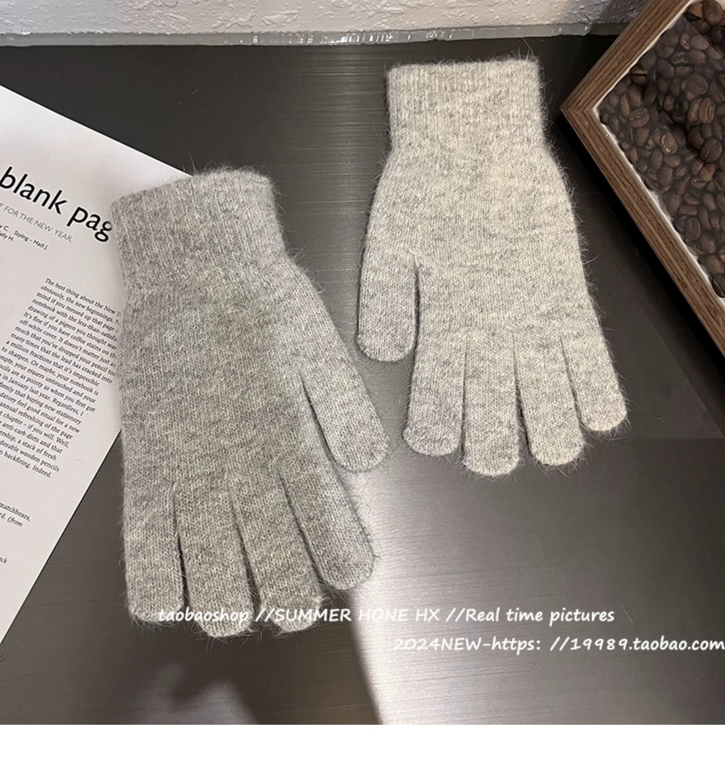 South Korea Ins Solid Color Cycling Gloves Student Cute Wild Cold-Proof Warm Finger Stuffed Knitted Gloves Female Winter