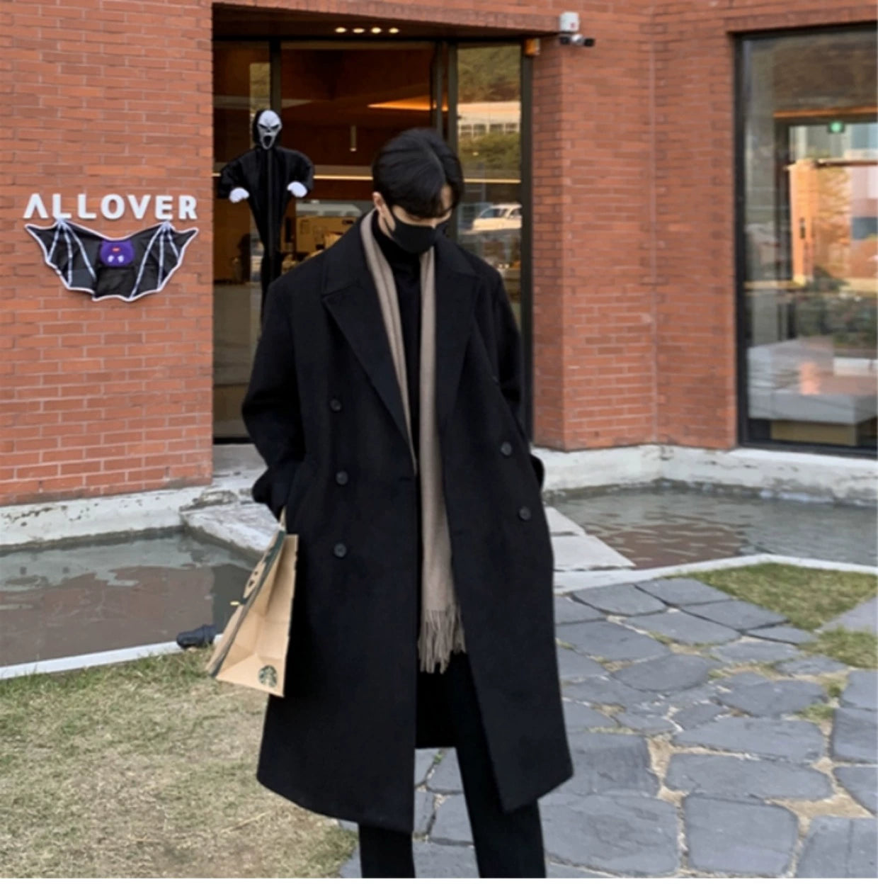 Visvim X WMV Trendy Mid Length Long Length Trench Coat Men's Fall and Winter New Arrival Fashion All-Matching Woolen Coat Outerwear Ins
