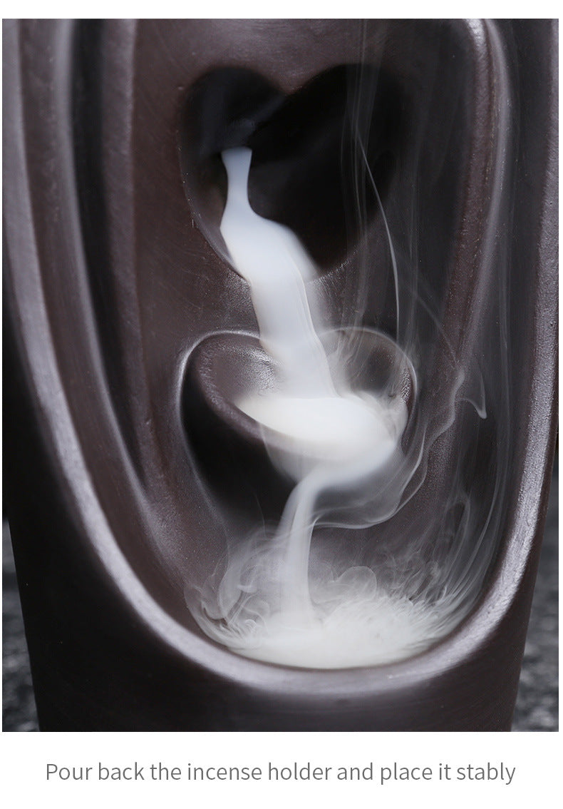 1pc, Lover Couple Ceramic Sandalwood Backflow Incense Burner, Home Decor Waterfall Incense Burner Valentine's Day Gift