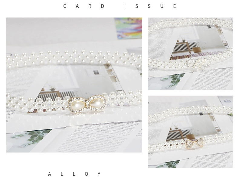 Women's Pearl Elastic Rhinestone Hanfu Waist Dress