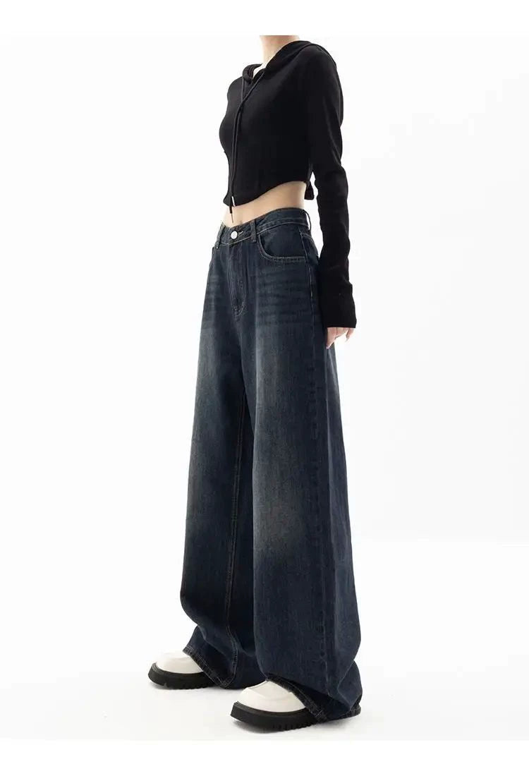 Wide Leg Jeans Women Korean Fashion Harajuku Baggy Denim Tro