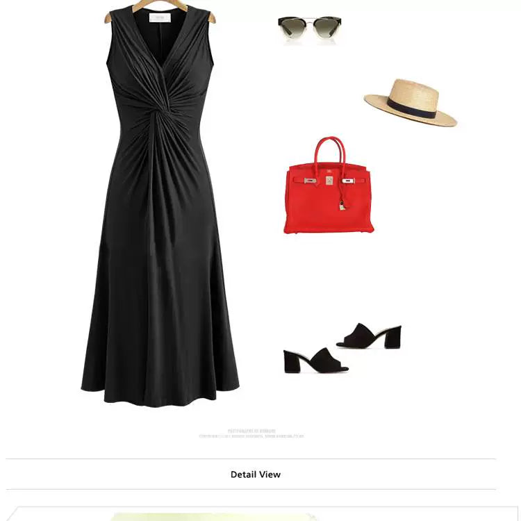 2018 Summer New K-style Plus Size Women's Clothing Chubby Girl Slim Waist Nipped Swing Sleeveless Dress Big Dress