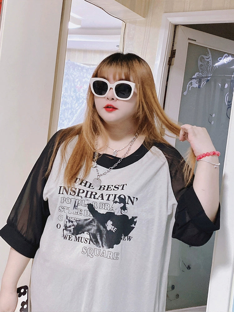 120.00kg Fashion Style Hello Fat Girl Short Sleeve T-shirt