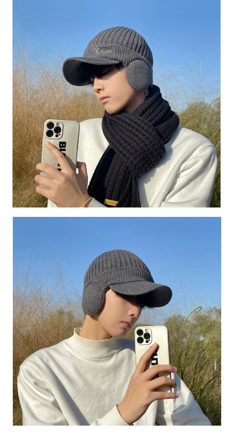 Winter Heattech Male Fleece-lined Thickened Cold Protection Cycling Hat