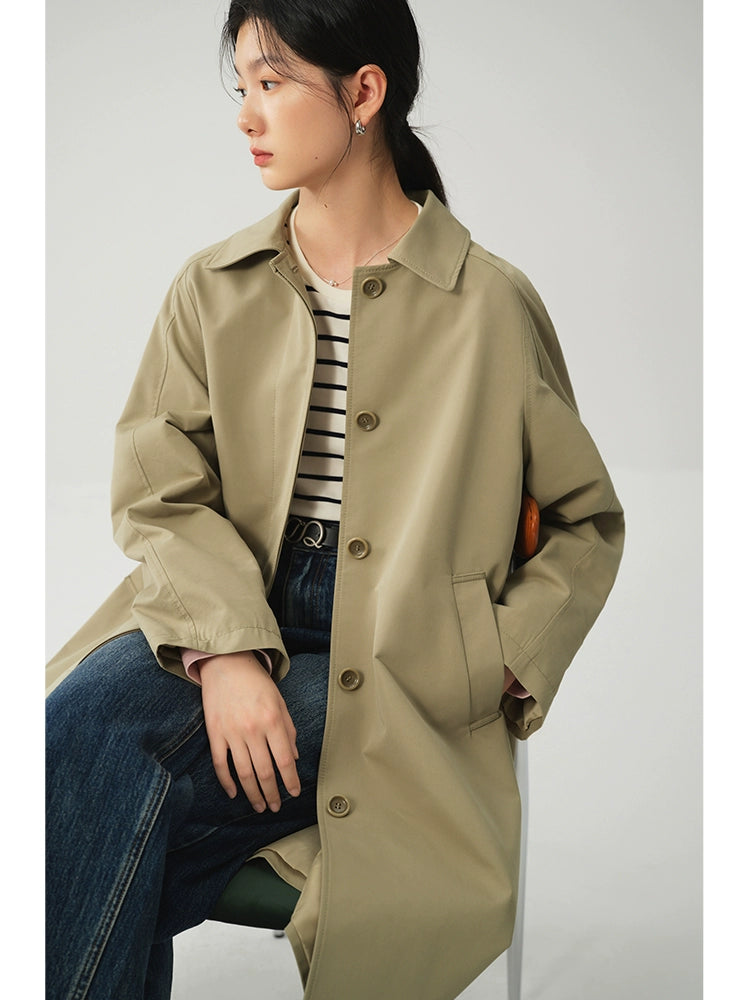 Ziqiao K-style Lapel Mid-Length Raglan Sleeve Trench Coat Viralgem Store