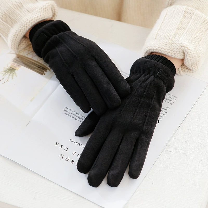 Women's Warm-Keeping and Cold-Proof Five-Finger Double-Layer Thickened Gloves for Autumn and Winter