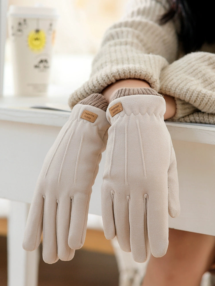 Women's Warm-Keeping and Cold-Proof Five-Finger Double-Layer Thickened Gloves for Autumn and Winter