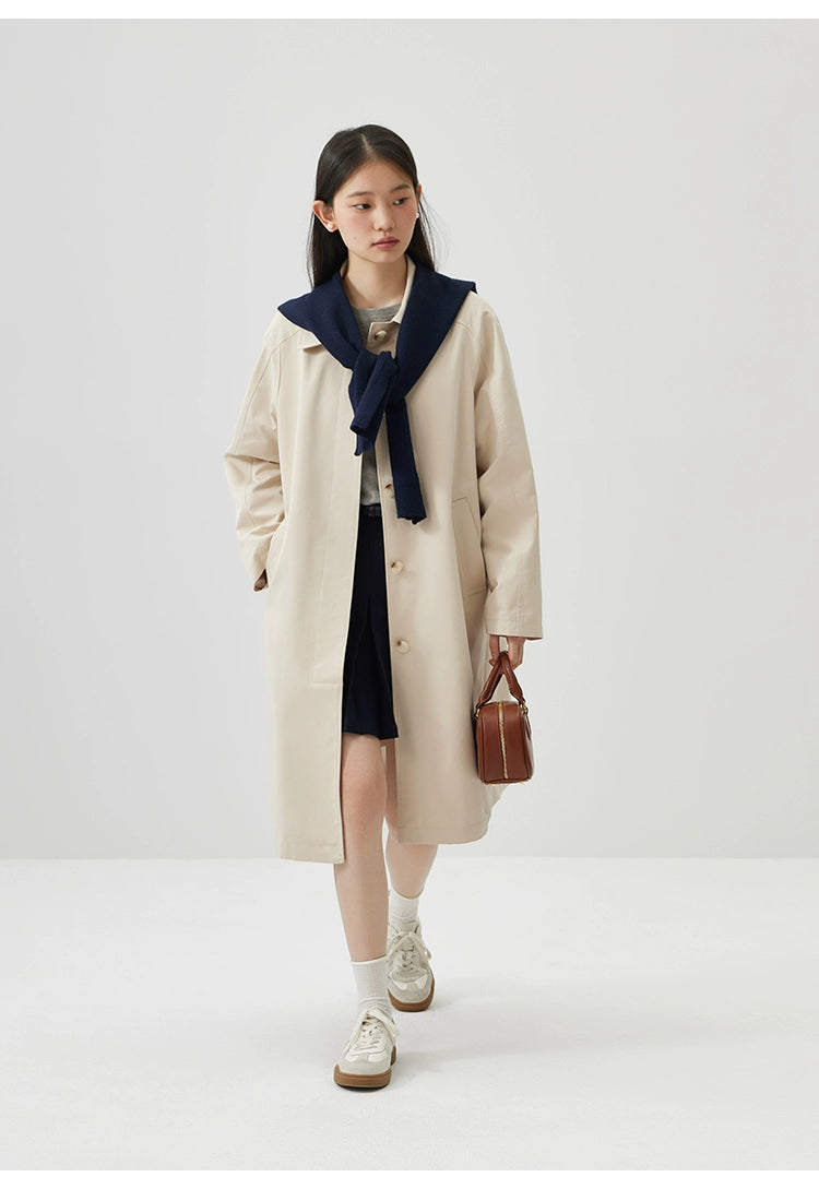 Ziqiao K-style Lapel Mid-Length Raglan Sleeve Trench Coat Viralgem Store
