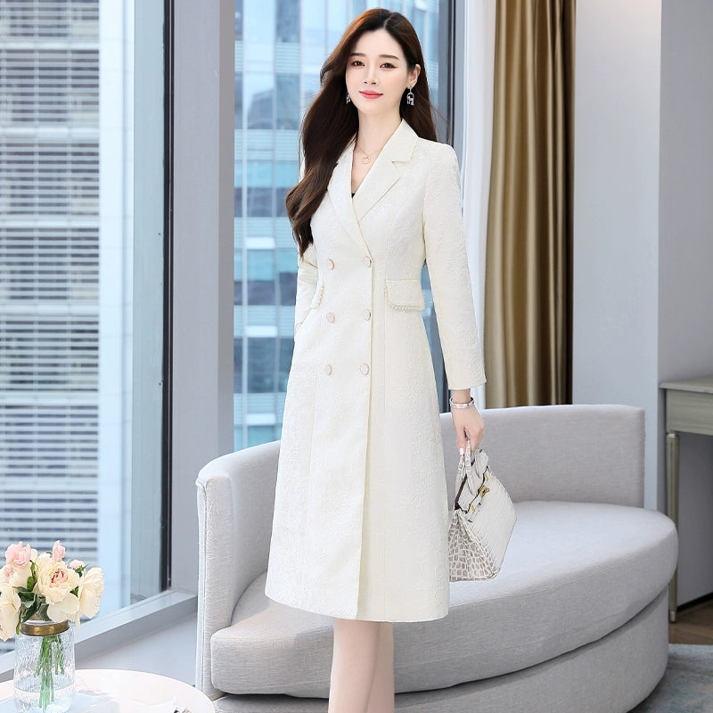 2024 Fashion Minimalist Generous Elegant Elegance Double Breasted Mid Length Long Length Trench Coat