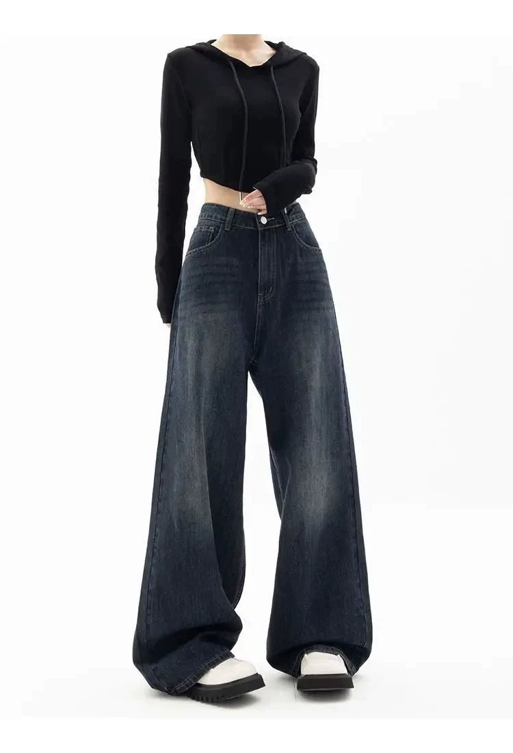 Wide Leg Jeans Women Korean Fashion Harajuku Baggy Denim Tro