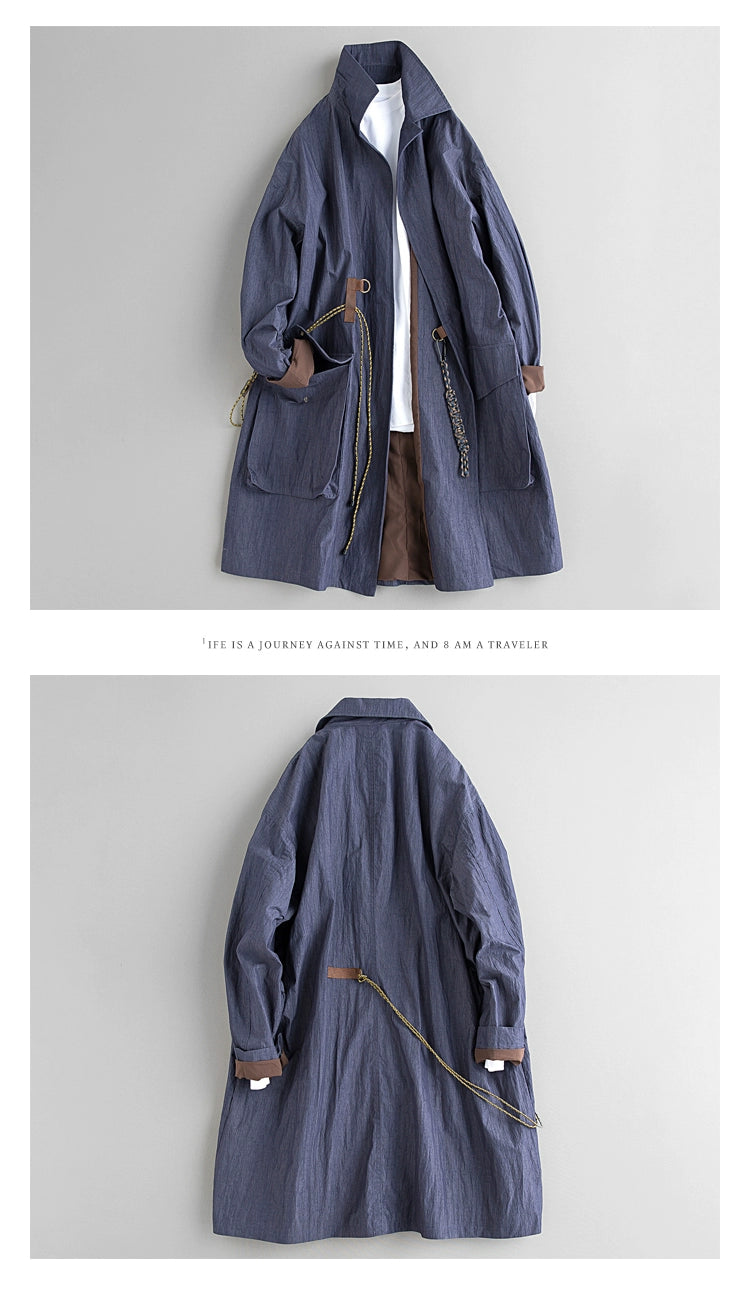 Spring & Fall Retro Removable Mid Length Long Length Outdoor Windbreaker Viralgem Store