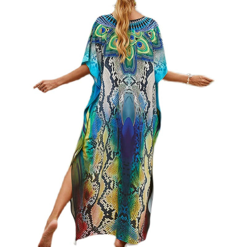 2024 New Arrival French Style Retro Fancy Plus Size Slim Looking Dress Loose Beach Dress Sanya Seaside Vacation