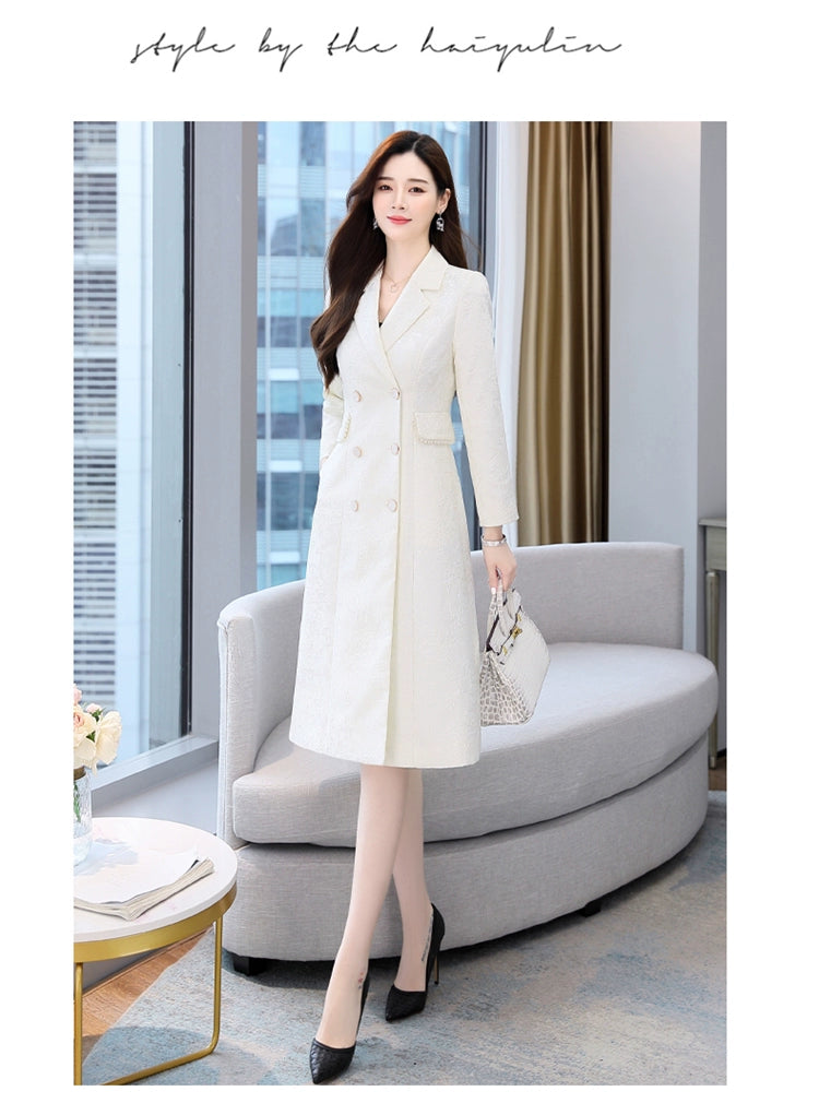 2024 Fashion Minimalist Generous Elegant Elegance Double Breasted Mid Length Long Length Trench Coat