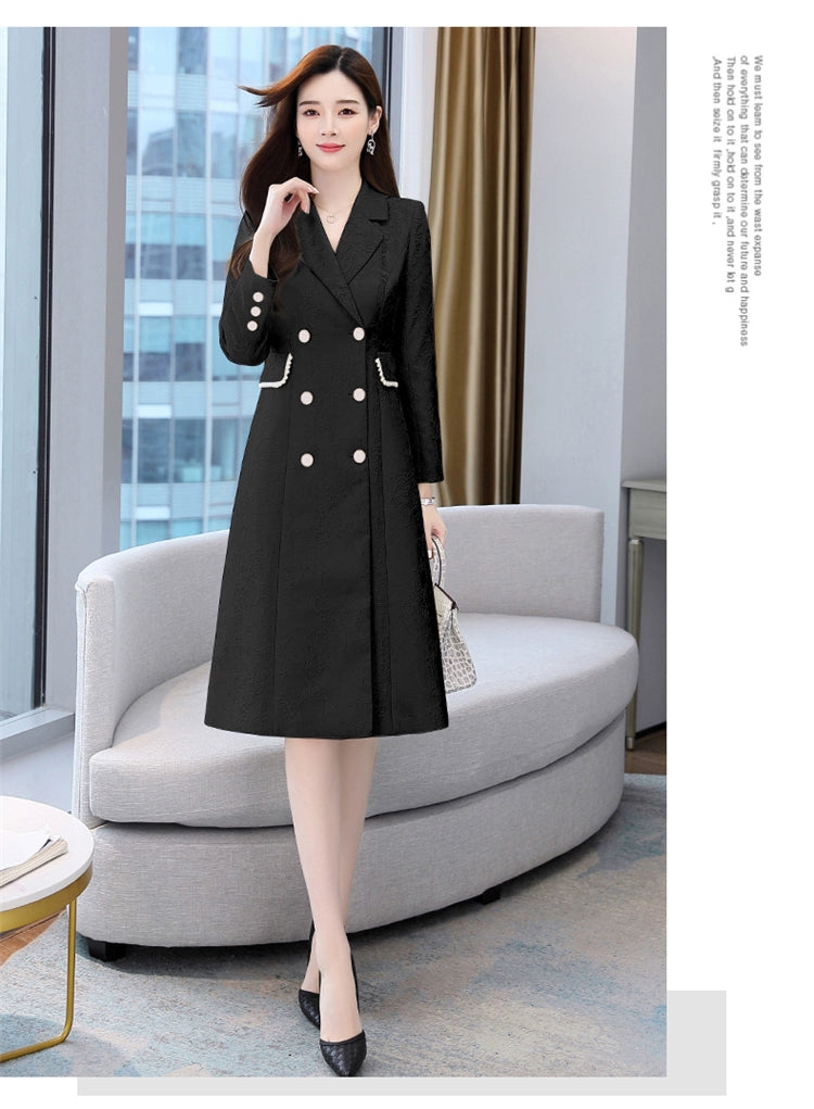 2024 Fashion Minimalist Generous Elegant Elegance Double Breasted Mid Length Long Length Trench Coat