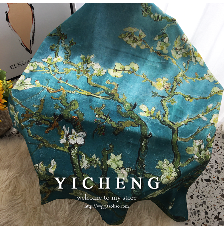 Vincent Van Gogh's Oil Painting Series Large Kerchief Middle-Aged Gift Real Silk Viralgem Store