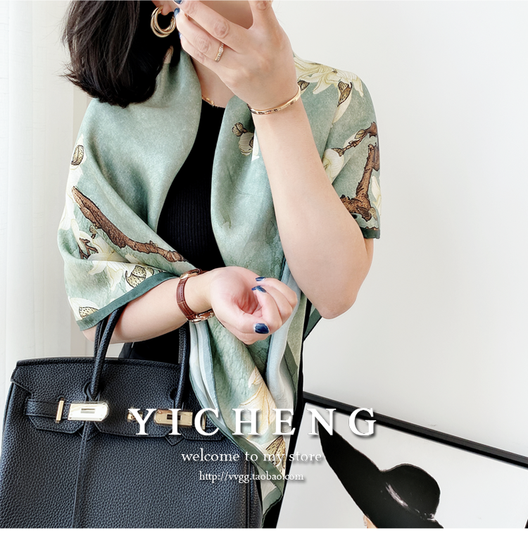 Vincent Van Gogh's Oil Painting Series Large Kerchief Middle-Aged Gift Real Silk Viralgem Store