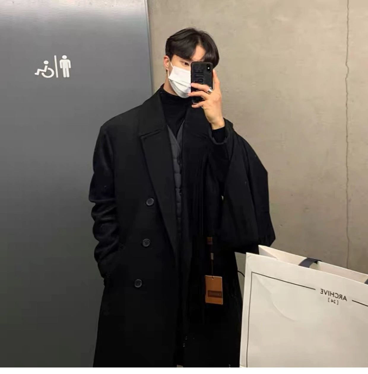 Visvim X WMV Trendy Mid Length Long Length Trench Coat Men's Fall and Winter New Arrival Fashion All-Matching Woolen Coat Outerwear Ins