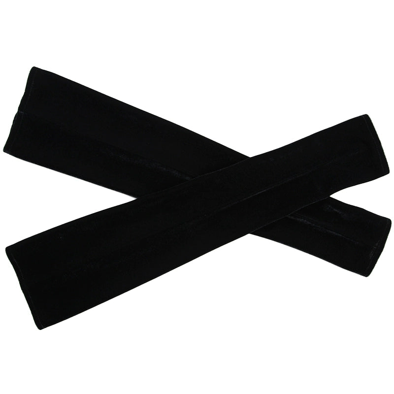 Women's Velvet Open Finger Black Oversleeve Leather Gloves