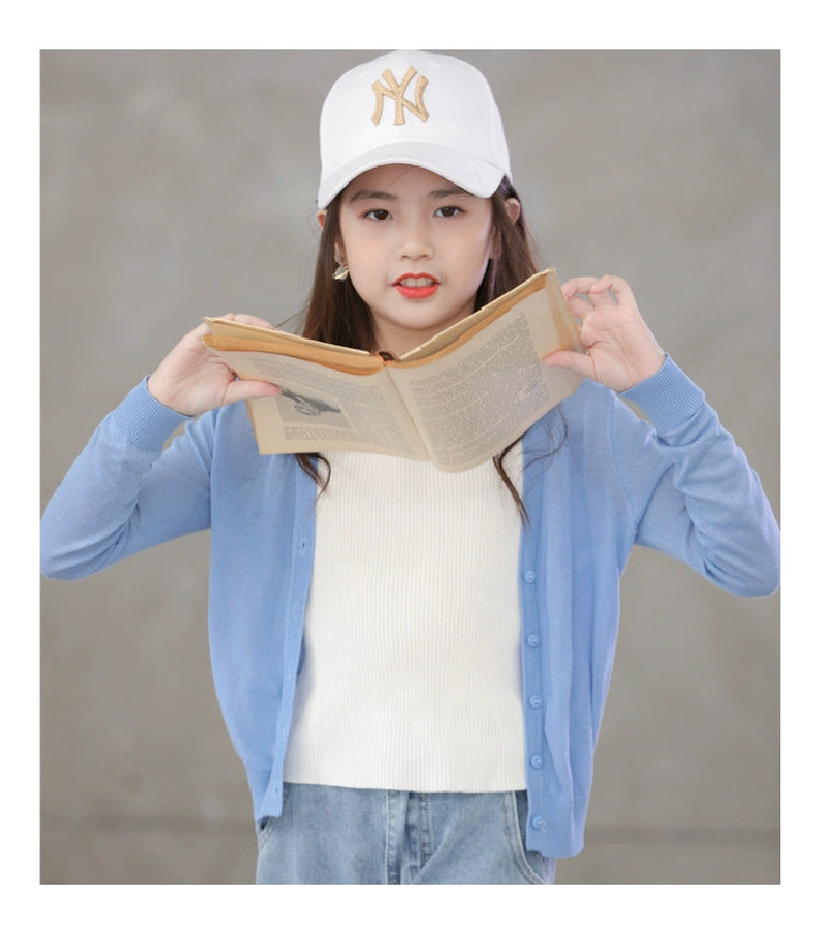 Stylish Medium and Large Children's Summer Clothes Air Conditioning Sweater Sweater