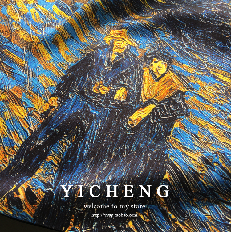 Vincent Van Gogh's Oil Painting Series Large Kerchief Middle-Aged Gift Real Silk Viralgem Store