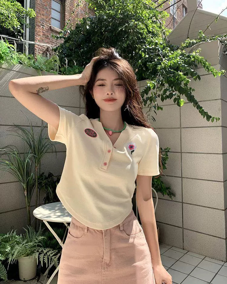 150.00kg Plus Size T-shirt Female Stylish Niche Style Plus Size Ladies Summer Sweet Sexy Chic Unique Asymmetrical Short Tops