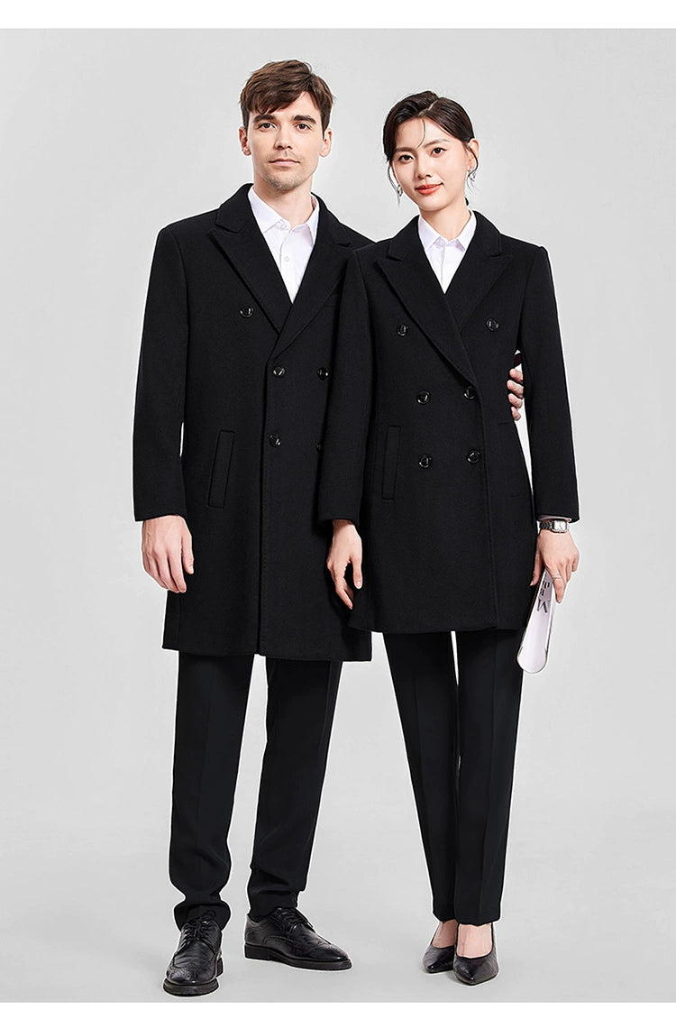 Woolen Coat Winter Thickened New Double Breasted Suit Coat Hotel Manager Work Clothes Mid Length Long Length Trench Coat Viralgem Store