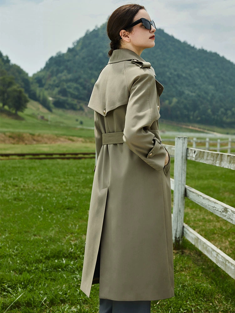 2024 Spring & Fall New Arrival Big Brand Classy C Double Breasted Loose Retro Elegant Mid Length Long Length Trench Coat Outwear Women Viralgem Store