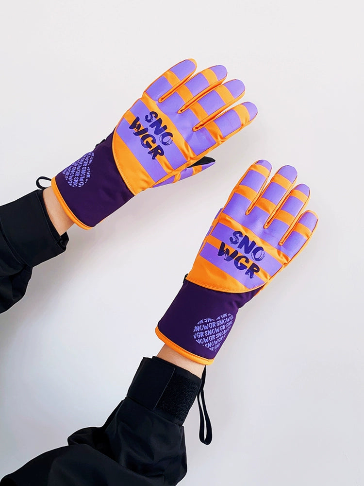 Waterproof Ski Gloves for Women Winter Fleece-Lined Thickened Cotton Students Warm-Keeping Cold-Proof Windproof Touch Screen Cycling Motorcycle Men