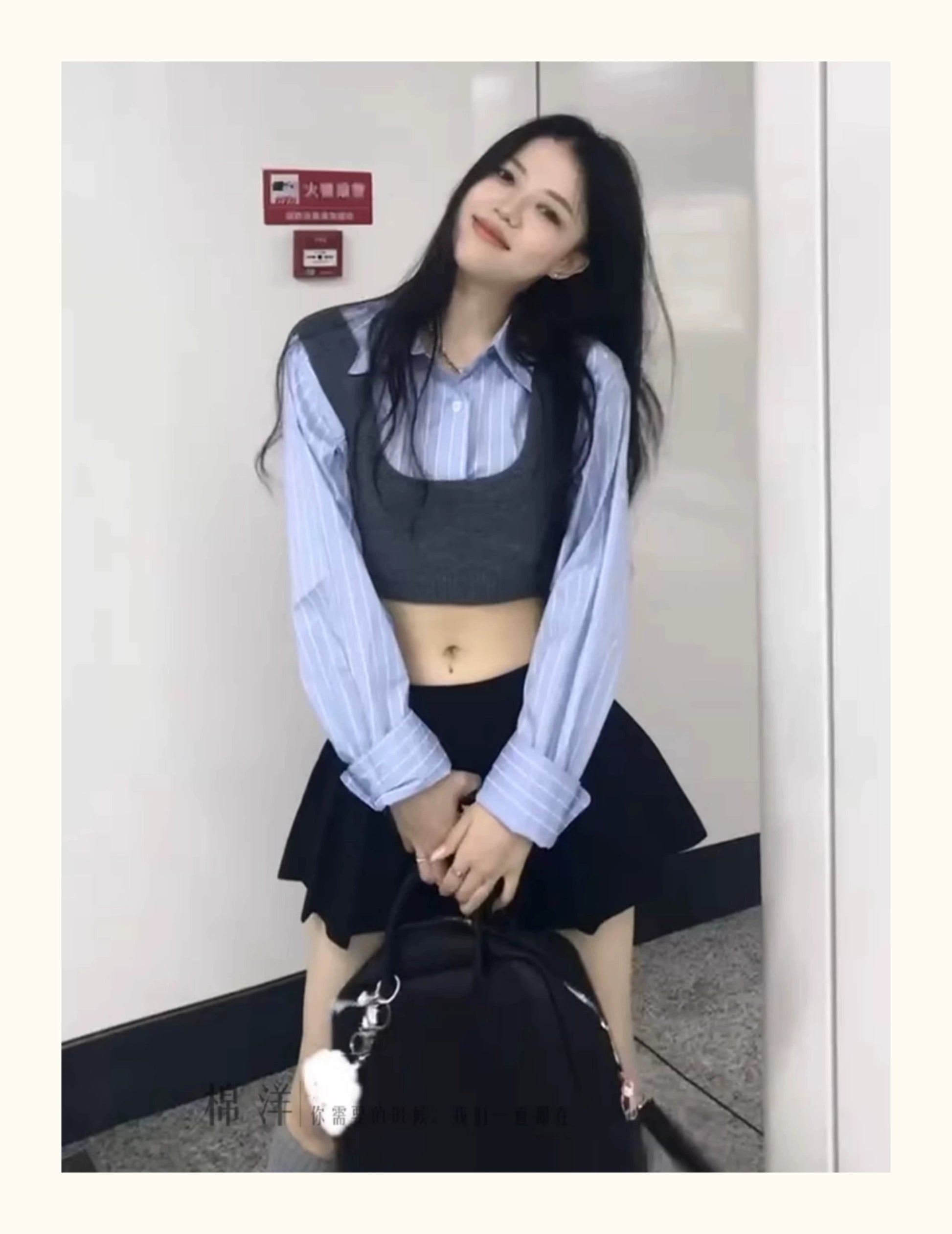 Age-Reducing Cotton Shirt Suit Girlish Style Knitted Vest Viralgem Store