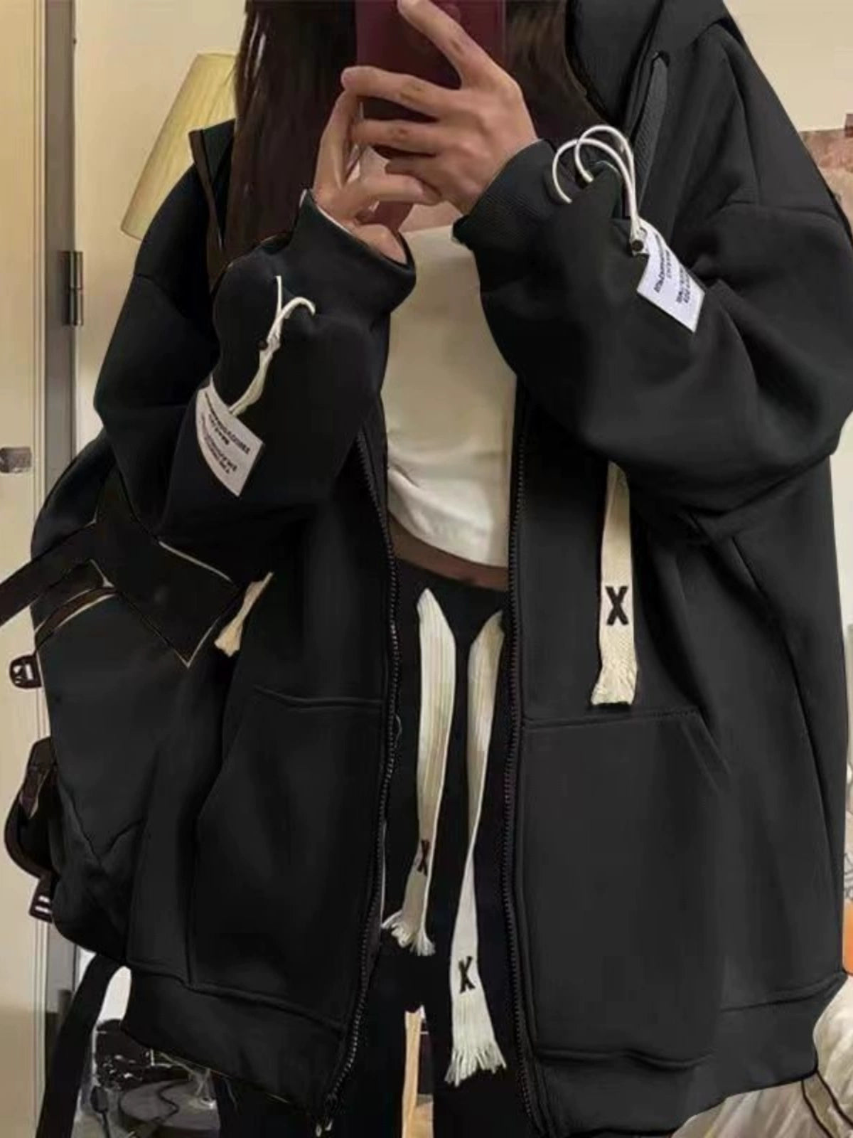 150.00kg Plus Size American Hooded Sweatshirt Female Plus Size Ladies Loose BF Idle Style Long-Sleeve Zipper Cardigan Outerwear Top