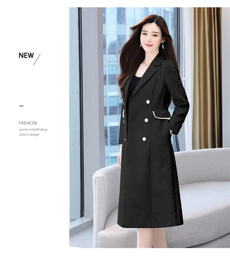 2024 Fashion Minimalist Generous Elegant Elegance Double Breasted Mid Length Long Length Trench Coat