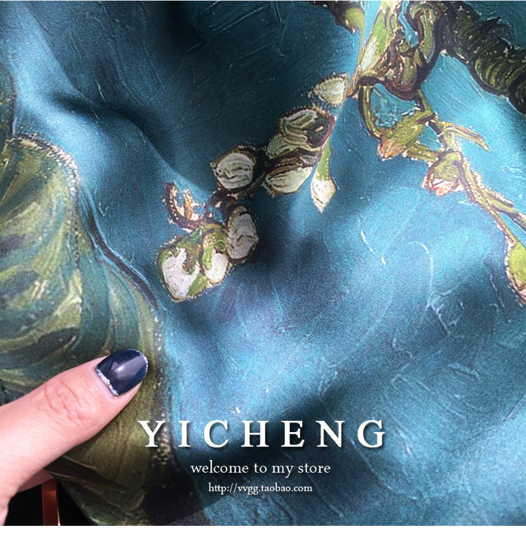 Vincent Van Gogh's Oil Painting Series Large Kerchief Middle-Aged Gift Real Silk Viralgem Store