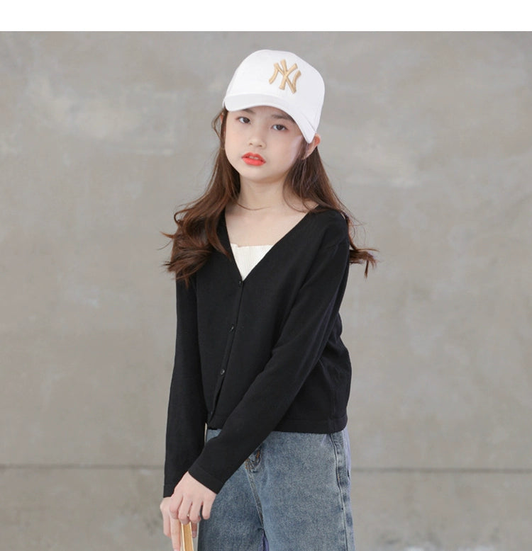 Stylish Medium and Large Children's Summer Clothes Air Conditioning Sweater Sweater