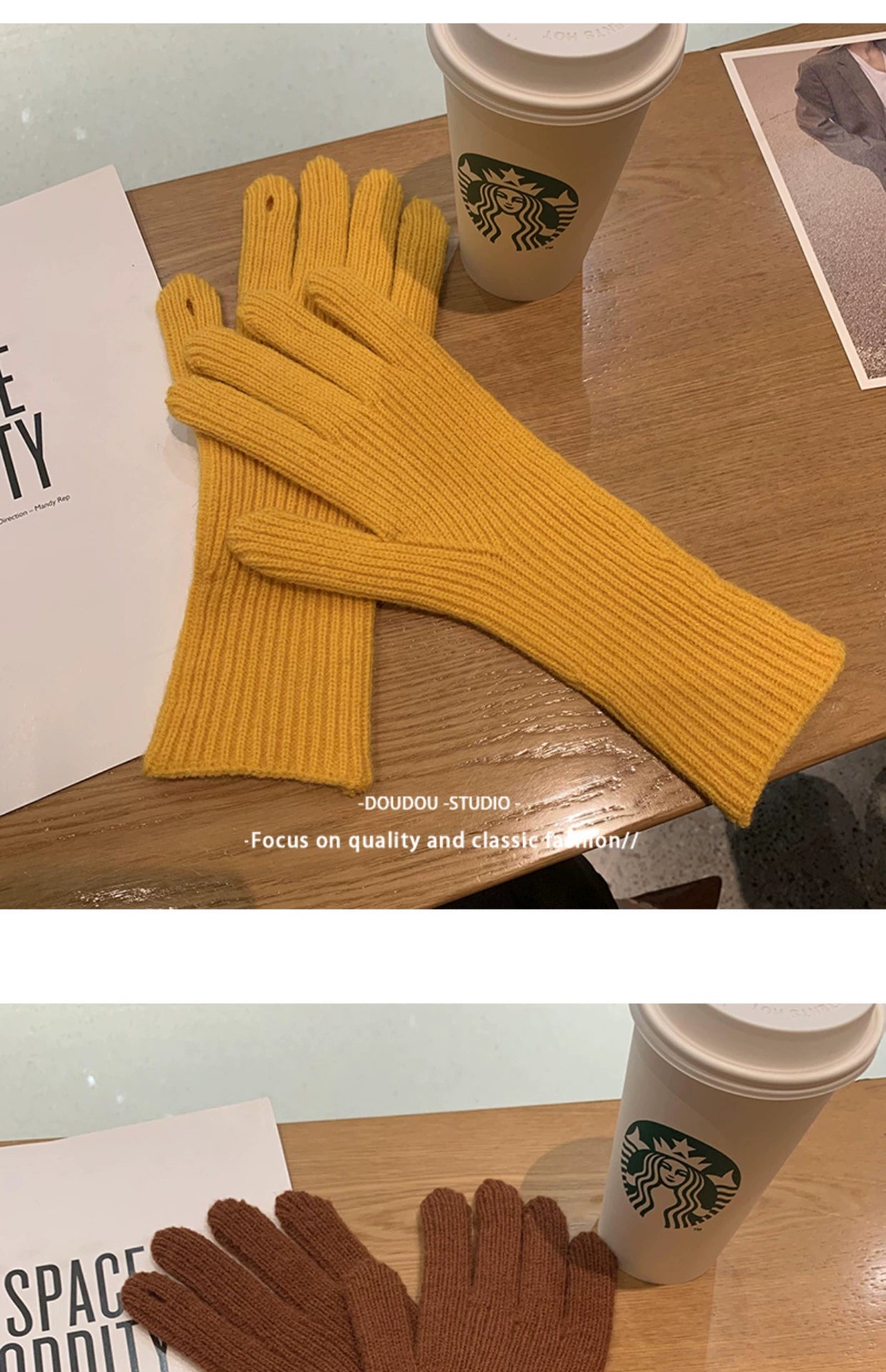 Women's Korean-Style Solid Color Wool Couple Gloves