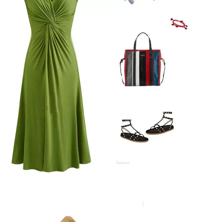 2018 Summer New K-style Plus Size Women's Clothing Chubby Girl Slim Waist Nipped Swing Sleeveless Dress Big Dress