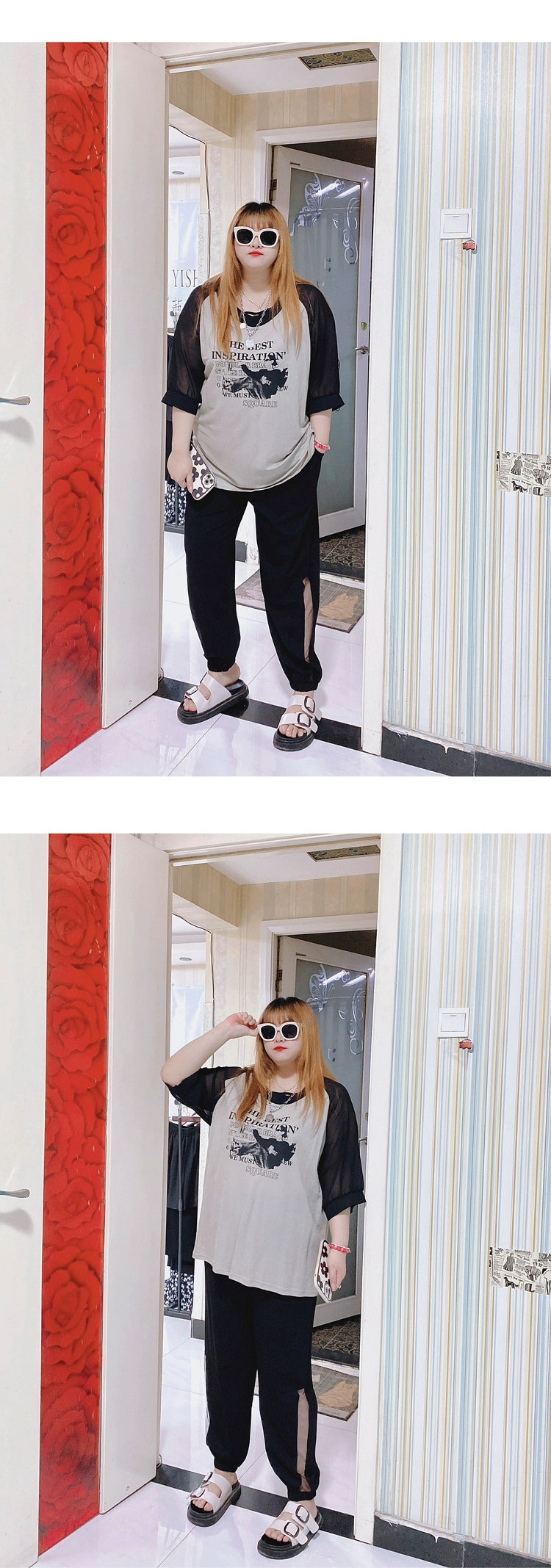 120.00kg Fashion Style Hello Fat Girl Short Sleeve T-shirt