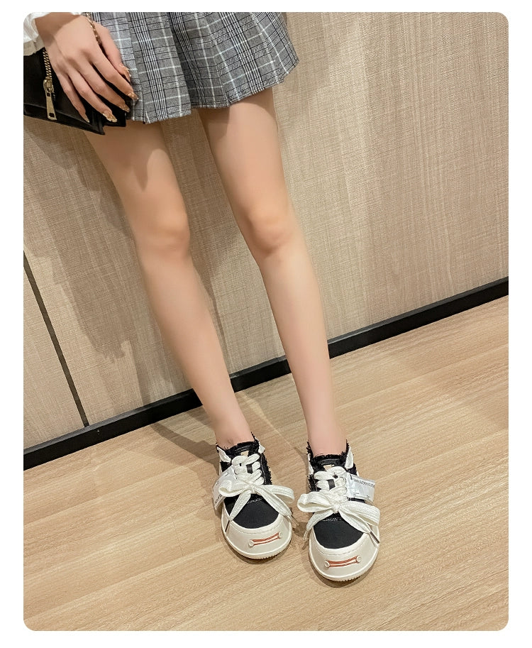 Tan Jianji Style Canvas Shoes Women's Summer 2023 New Arrival Thick Sole Beggar Shoes White Shoes Casual Sports Skate Shoes Fashion Shoes