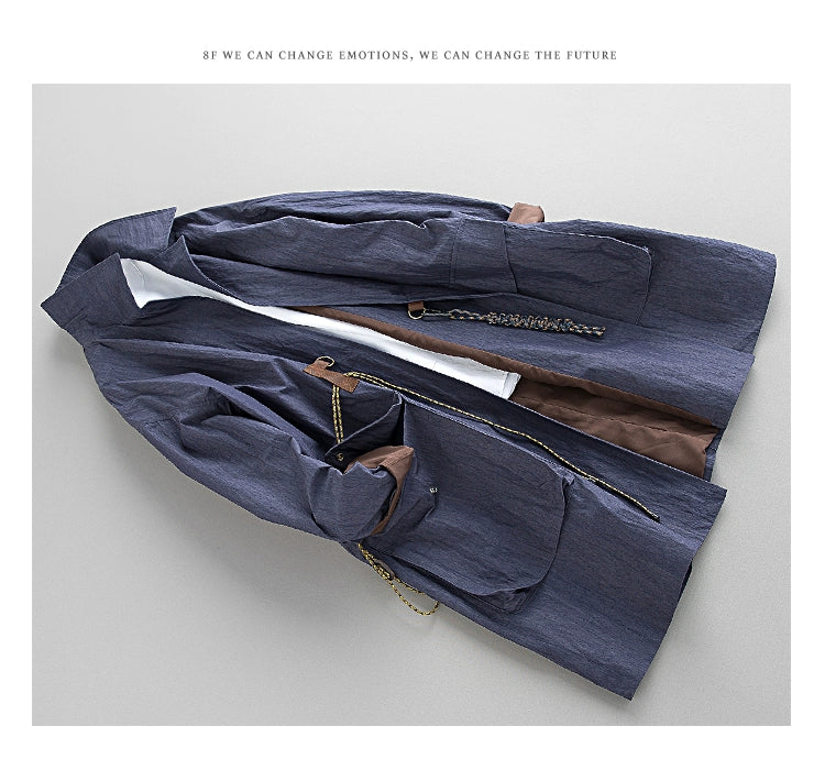 Spring & Fall Retro Removable Mid Length Long Length Outdoor Windbreaker Viralgem Store