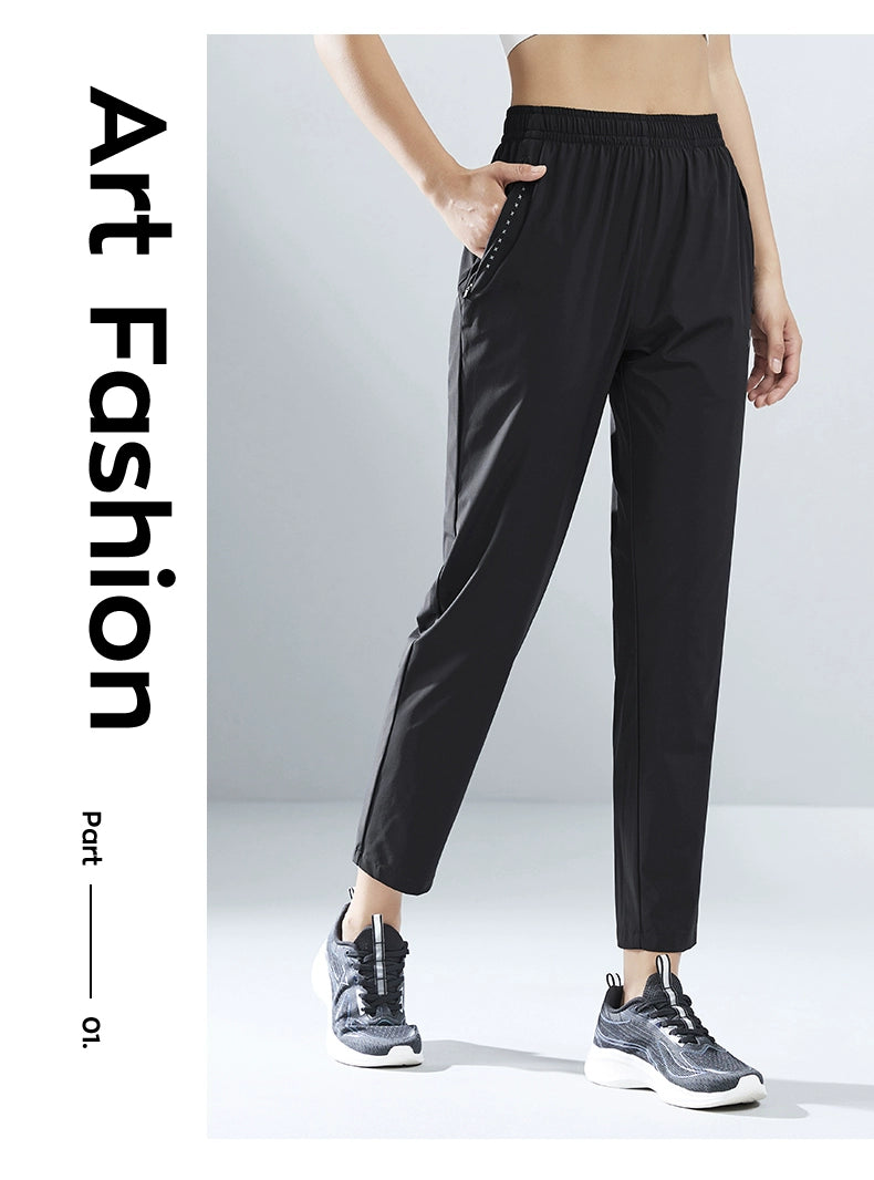 Tebu Ice Silk High Elastic Women's Sports Pants 2023 Summer New Arrival Running Leisure Pants Women's Pants 977228690280