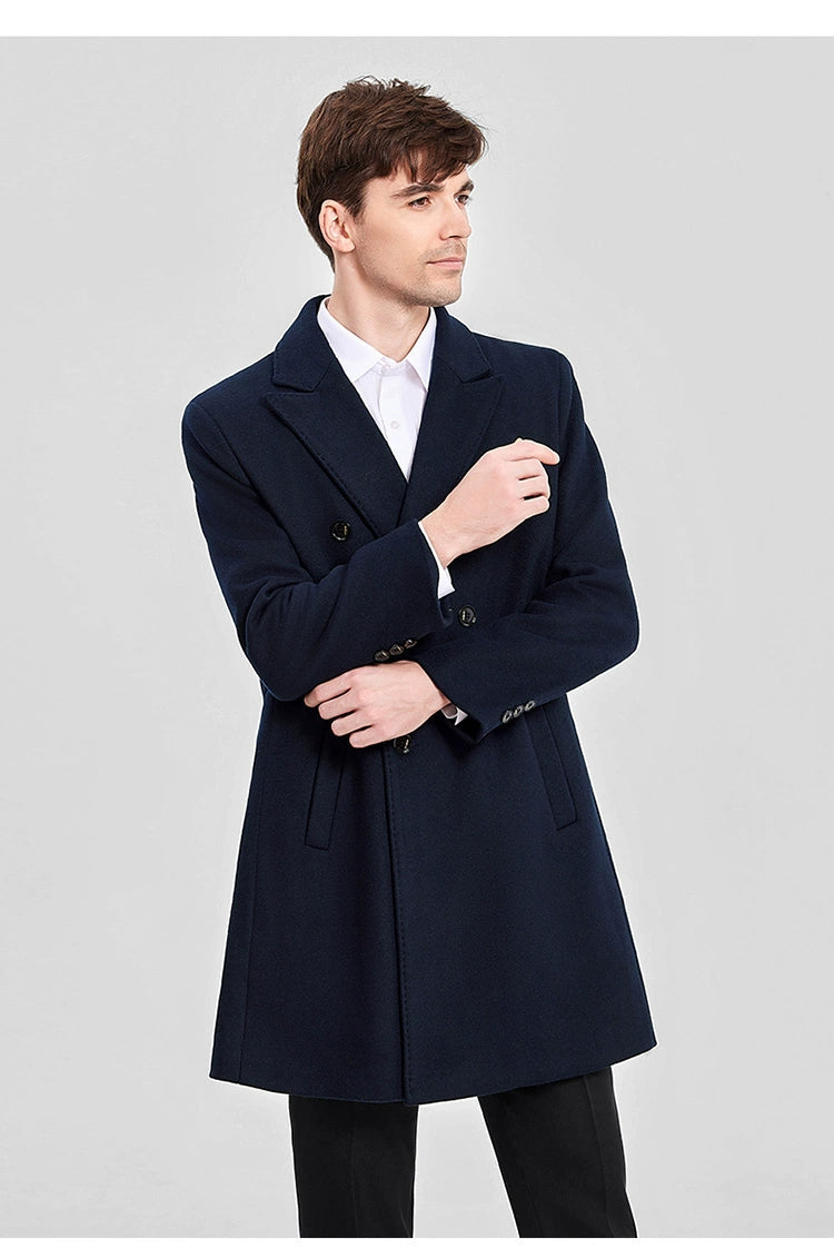 Woolen Coat Winter Thickened New Double Breasted Suit Coat Hotel Manager Work Clothes Mid Length Long Length Trench Coat Viralgem Store