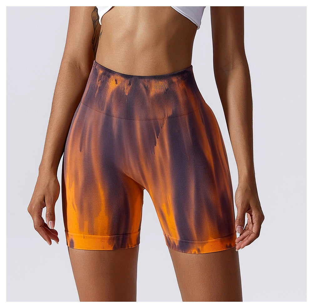Special Offer! Tie-Dyed Aurora Yoga Fitness Short Shorts Women's High Waist Hip Lift Wicking Breathable Stretch Tight
