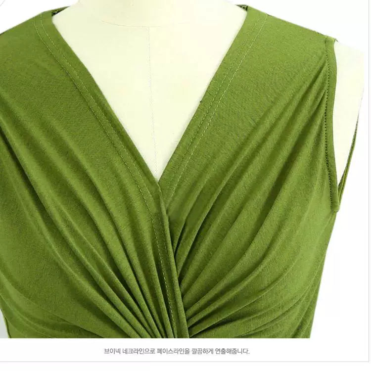 2018 Summer New K-style Plus Size Women's Clothing Chubby Girl Slim Waist Nipped Swing Sleeveless Dress Big Dress