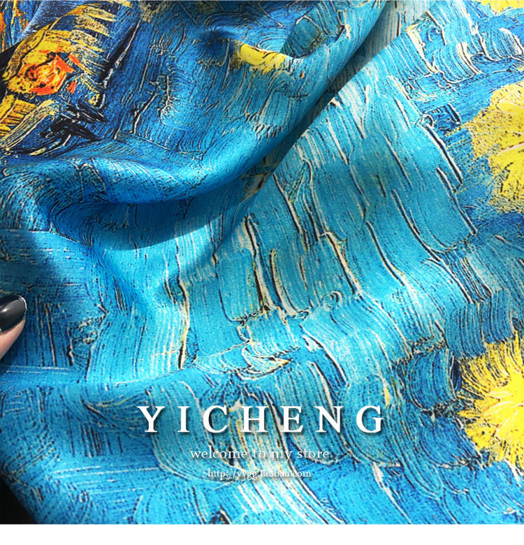 Vincent Van Gogh's Oil Painting Series Large Kerchief Middle-Aged Gift Real Silk Viralgem Store