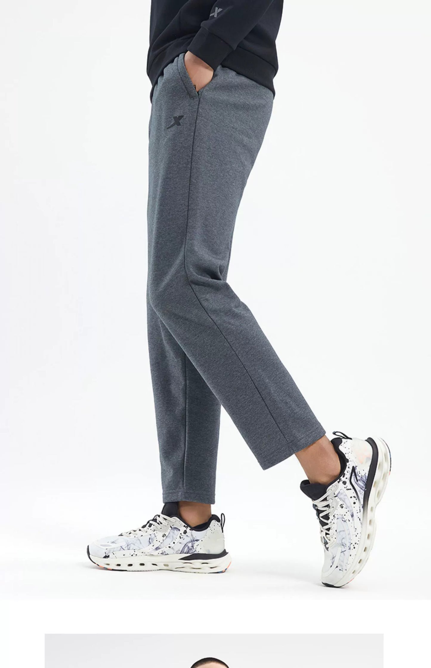 Xtep Fleece-lined Thermal Knitting Pants Male Fall and Winter New Arrival Training Workout Pants Loose Casual Straight Men's Pants