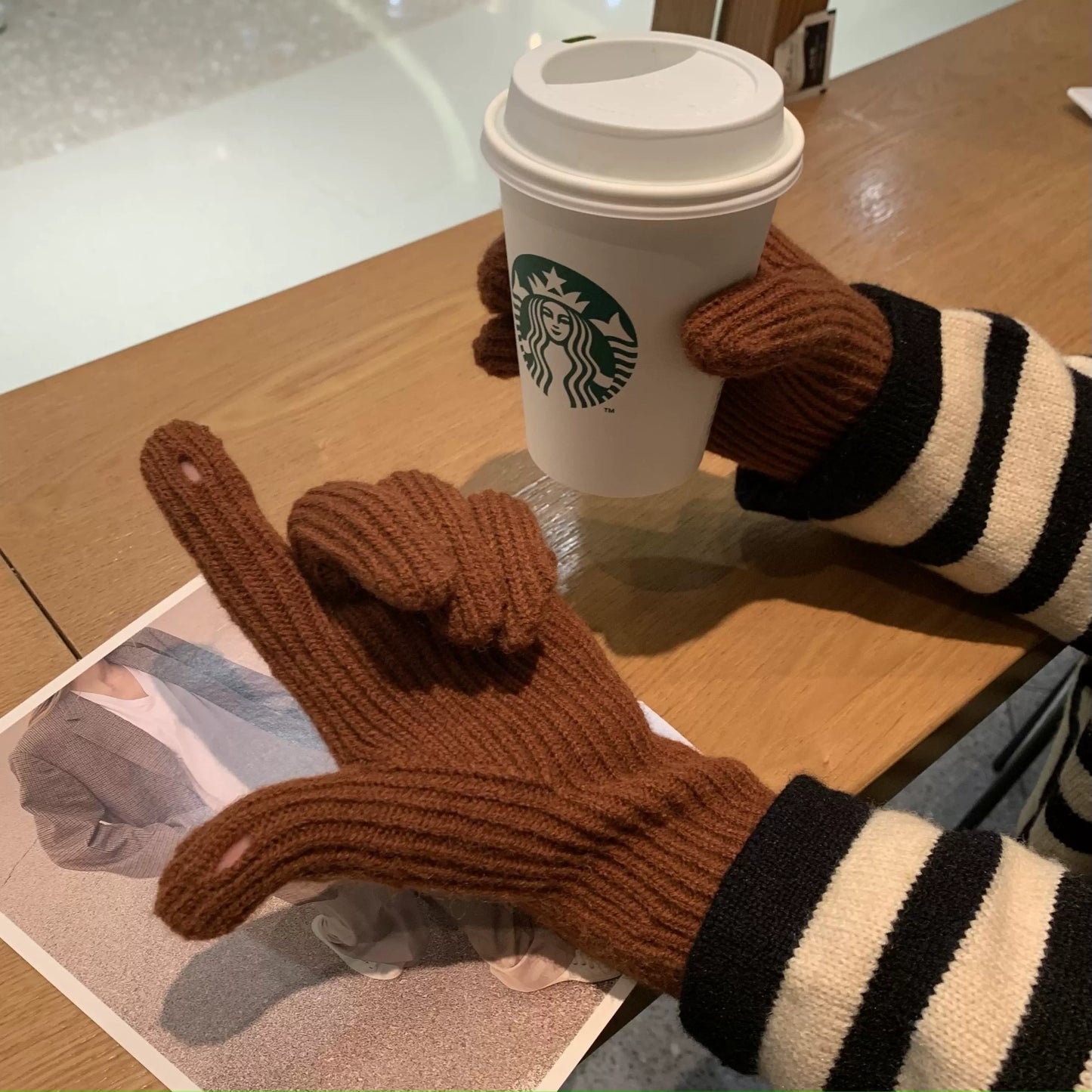 Women's Korean-Style Solid Color Wool Couple Gloves