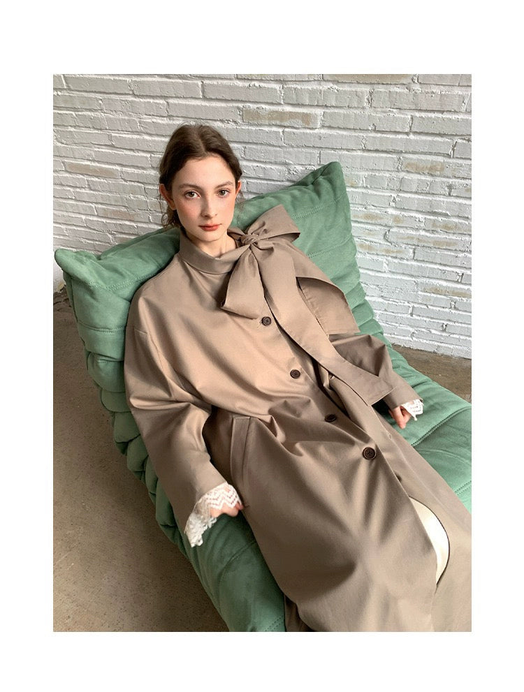 [Pick a Unique] Early Autumn New Arrival K-style Retro Work Clothing Stylish Long Trench Coat Female Viralgem Store