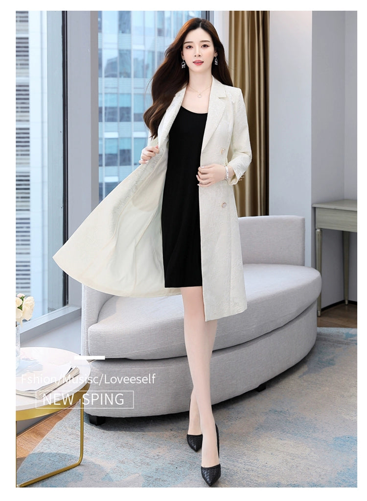 2024 Fashion Minimalist Generous Elegant Elegance Double Breasted Mid Length Long Length Trench Coat